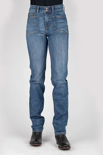 Stetson 915 High Rise Straight Fit Oversize Pockets (Medium Wash) - Women's Jeans Denim Medium Wash