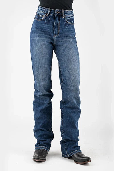 Stetson 915 High Rise Straight Fit Arrow Pocket (Medium Wash) - Women's Jeans Denim Medium Wash