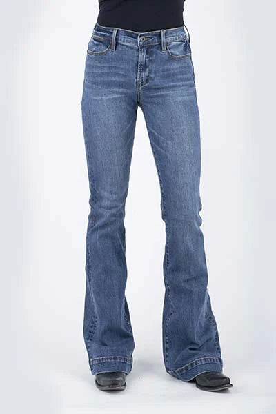 Stetson 921 High Waist Flare Fit (Medium Wash) - Women's Jeans Denim Medium Wash