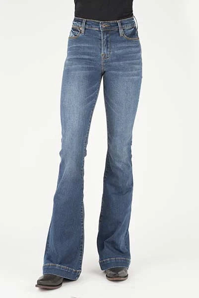 Stetson 921 High Waist Flare Fit (Brown/Medium Wash) - Women's Jeans Denim Medium Wash