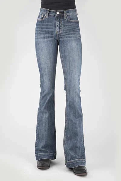 Stetson 921 High Waist Flare Fit Whiskered (Medium Wash) - Women's Jeans Denim Medium Wash