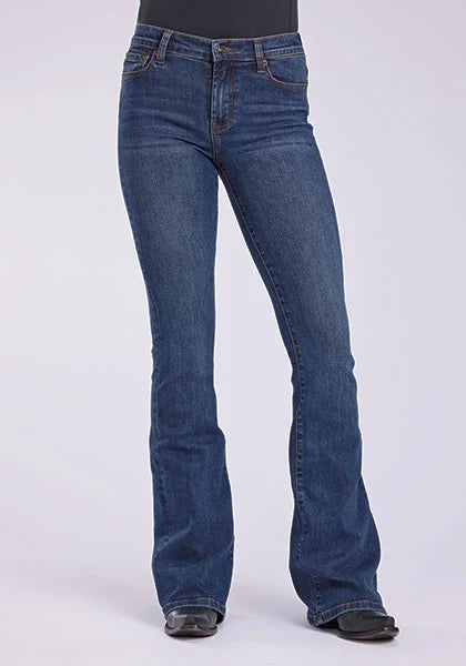 Stetson 921 High Waist Flare Fit Pieced Pocket (Dark Wash) - Women's Jeans Denim Dark Wash