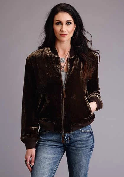 Stetson Quilted Velvet (Brown) - Women's Bomber Jacket Brown