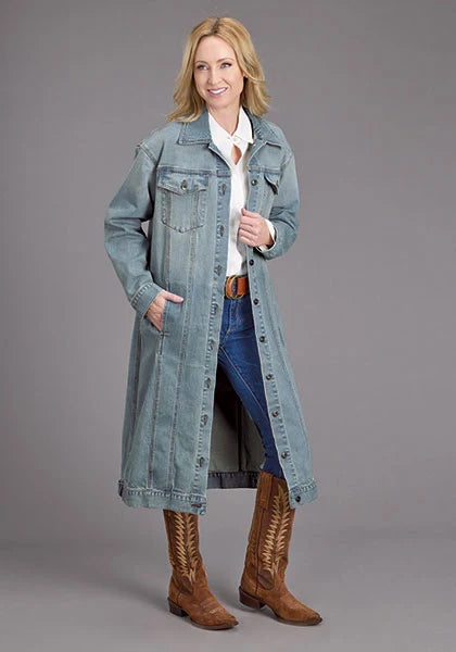 Stetson Stretch Maxi Length (Light Wash) - Women's Denim Jacket Denim Light Wash