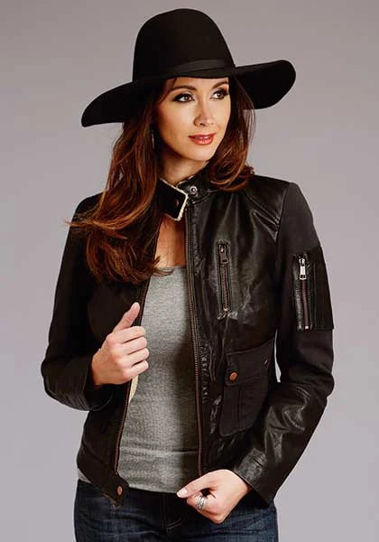 Stetson Novelty Solid Smooth (Black) - Women's Leather Jacket Black
