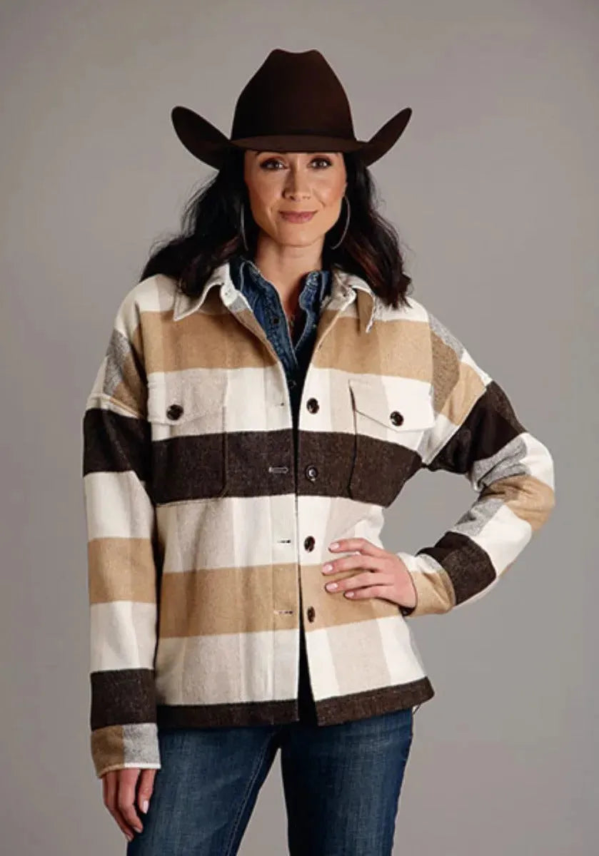 Stetson Earthtone Plaid - Women's Oversized Jacket Brown
