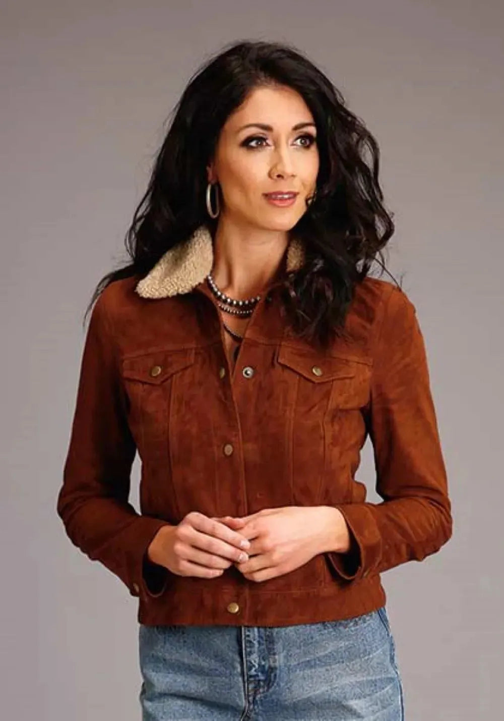 Stetson Ginger Suede (Brown) - Women's Suede Bomber Jacket Brown