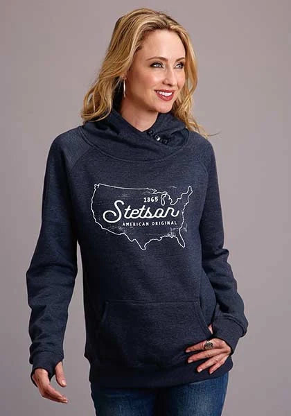 Stetson USA Logo (Navy) - Women's Hoodie Sweatshirt Navy