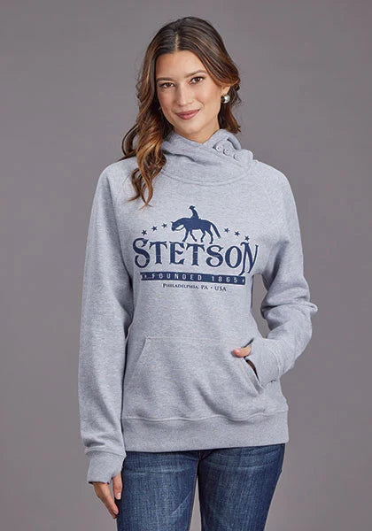 Stetson Rider Logo (Grey) - Women's Hoodie Sweatshirt Grey