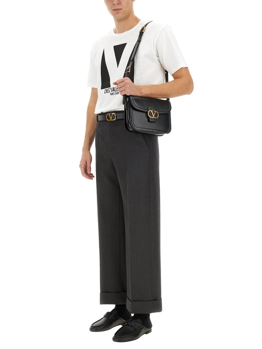 Valentino Men Cotton T-Shirt With "Chez Valentino" Print