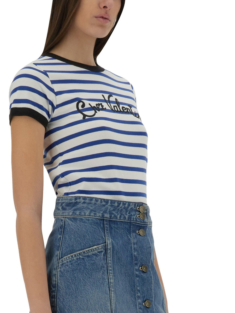 Valentino Women Striped Cotton Jersey T-Shirt