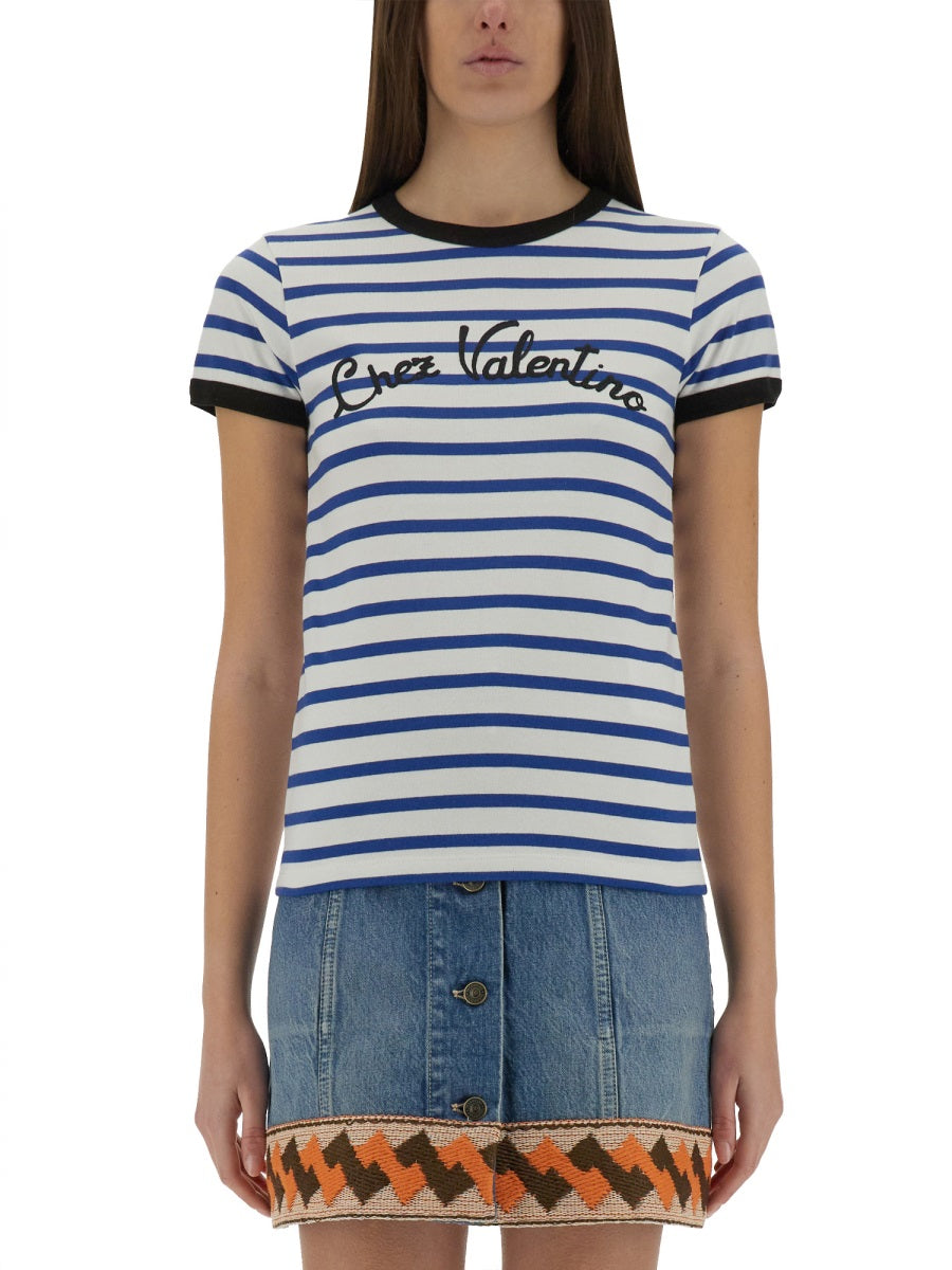 Valentino Women Striped Cotton Jersey T-Shirt