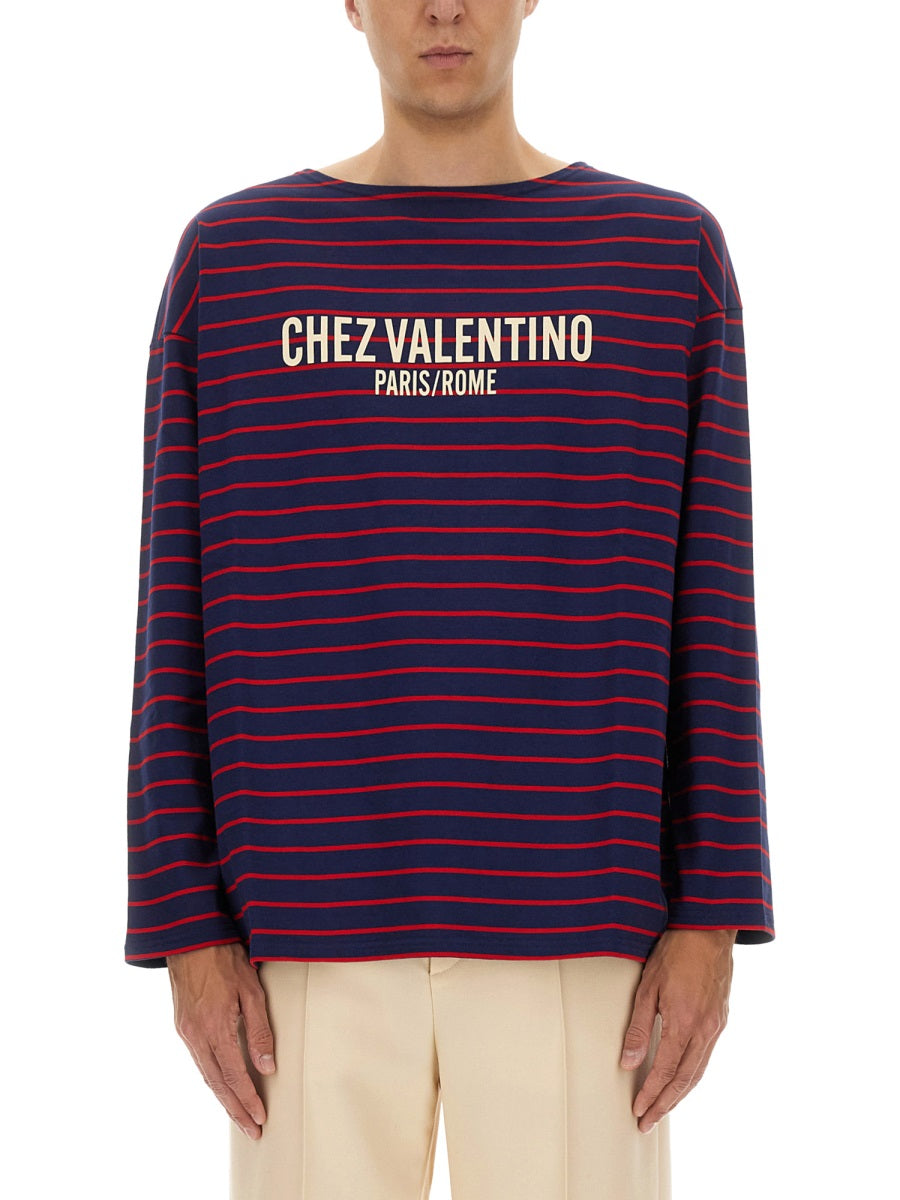 Valentino Men Long Sleeve T-Shirt With "Chez Valentino" Print