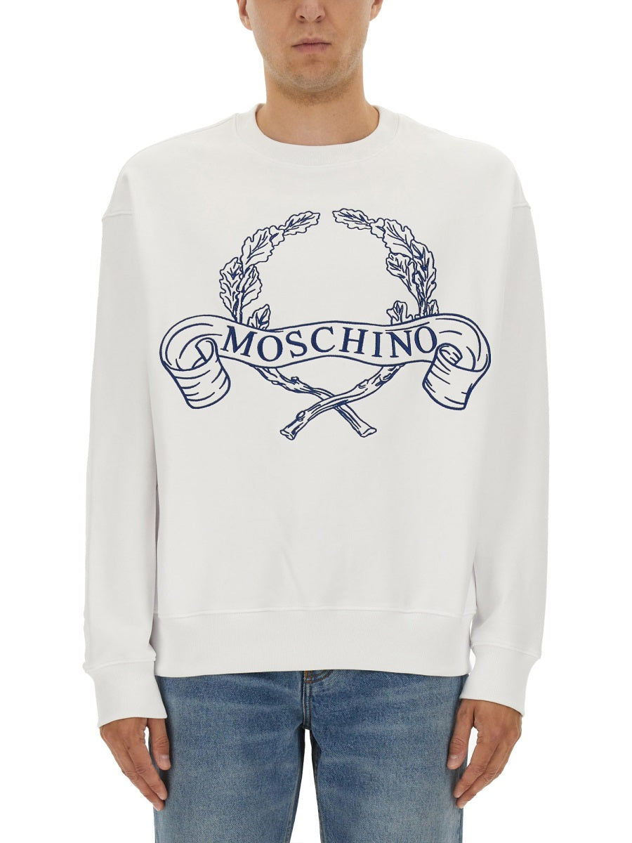 Moschino Men Sweatshirt With Laurel Crown Logo Embroidery