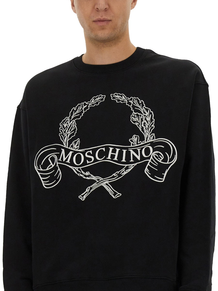 Moschino Men Sweatshirt With Laurel Crown Logo Embroidery