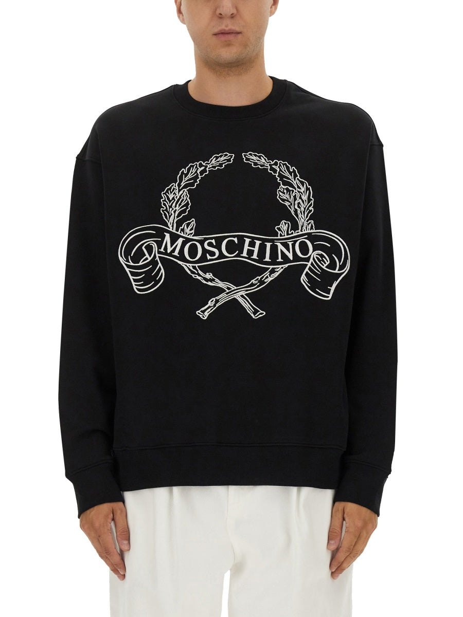Moschino Men Sweatshirt With Laurel Crown Logo Embroidery