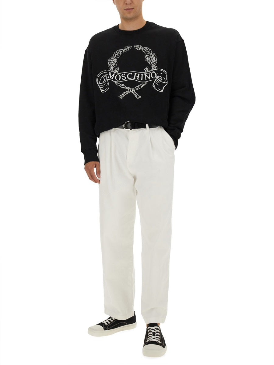 Moschino Men Sweatshirt With Laurel Crown Logo Embroidery