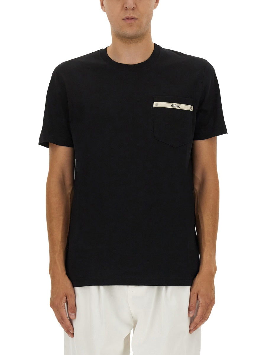 Moschino Men T-Shirt With Logo Ribbon