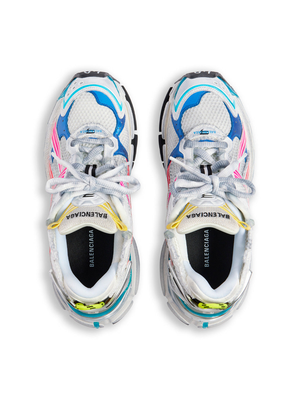 Balenciaga Women Mesh And Nylon Multicolor Worn-Out Effect Runner Sneakers