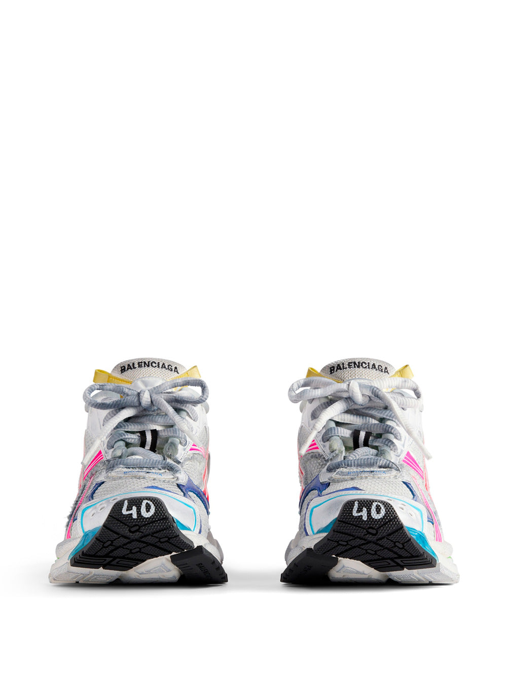 Balenciaga Women Mesh And Nylon Multicolor Worn-Out Effect Runner Sneakers