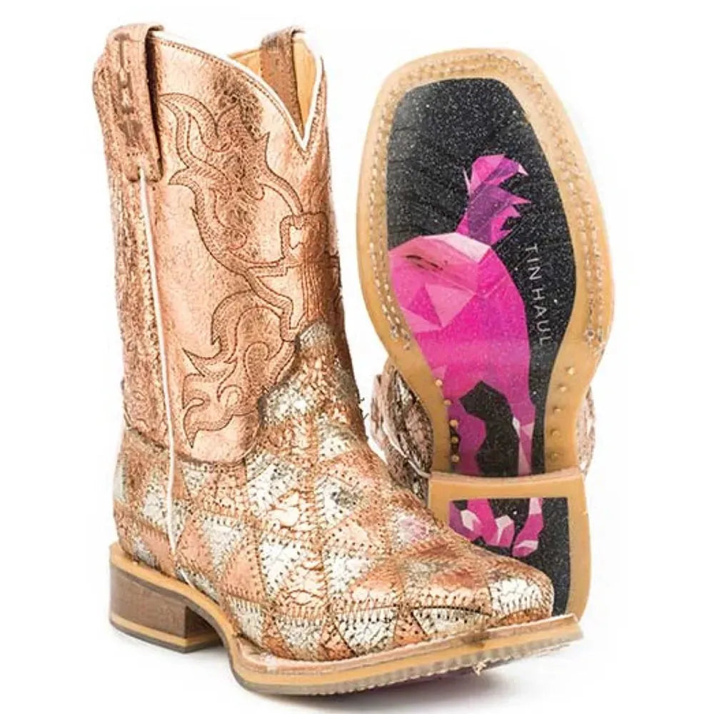 Tin Haul Mish and Mash / Geometric Pony Sole (Multi) - Little Kids/Big Kids Leather Cowgirl Boots Multi Regular