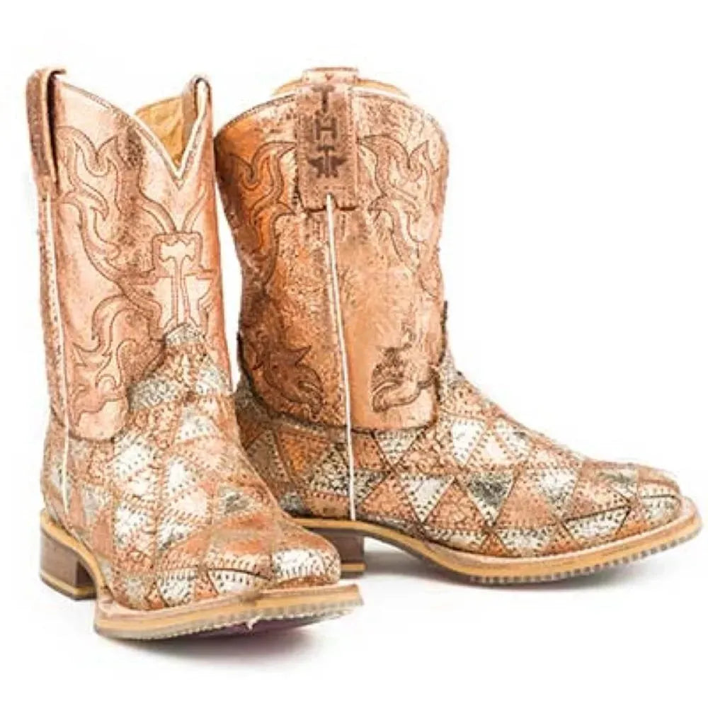 Tin Haul Mish and Mash / Geometric Pony Sole (Multi) - Little Kids/Big Kids Leather Cowgirl Boots