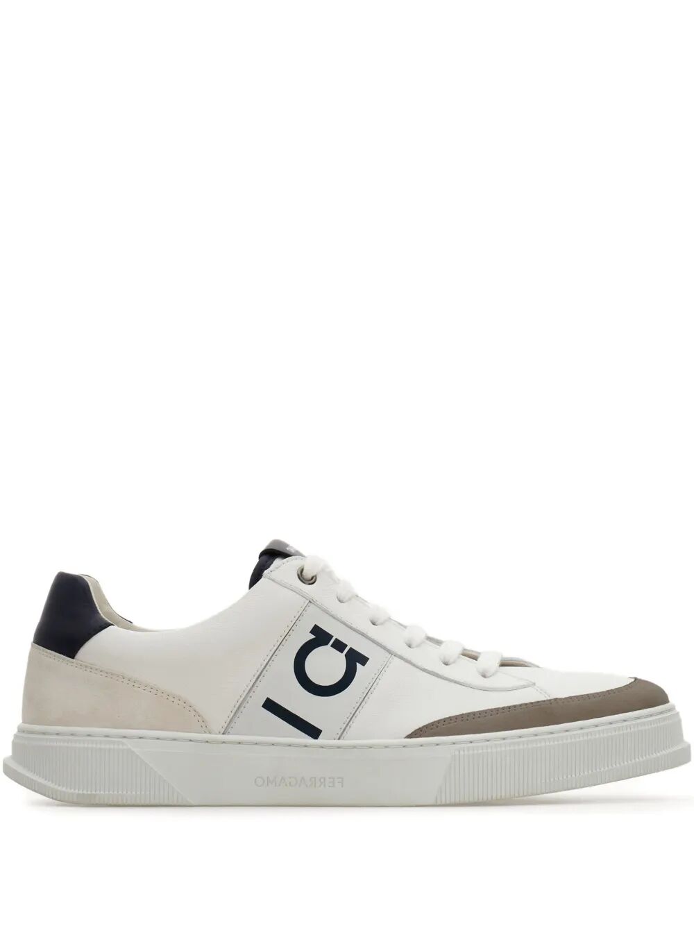 Ferragamo Men Alaska Leather And Suede Sneaker With Gancini Detail