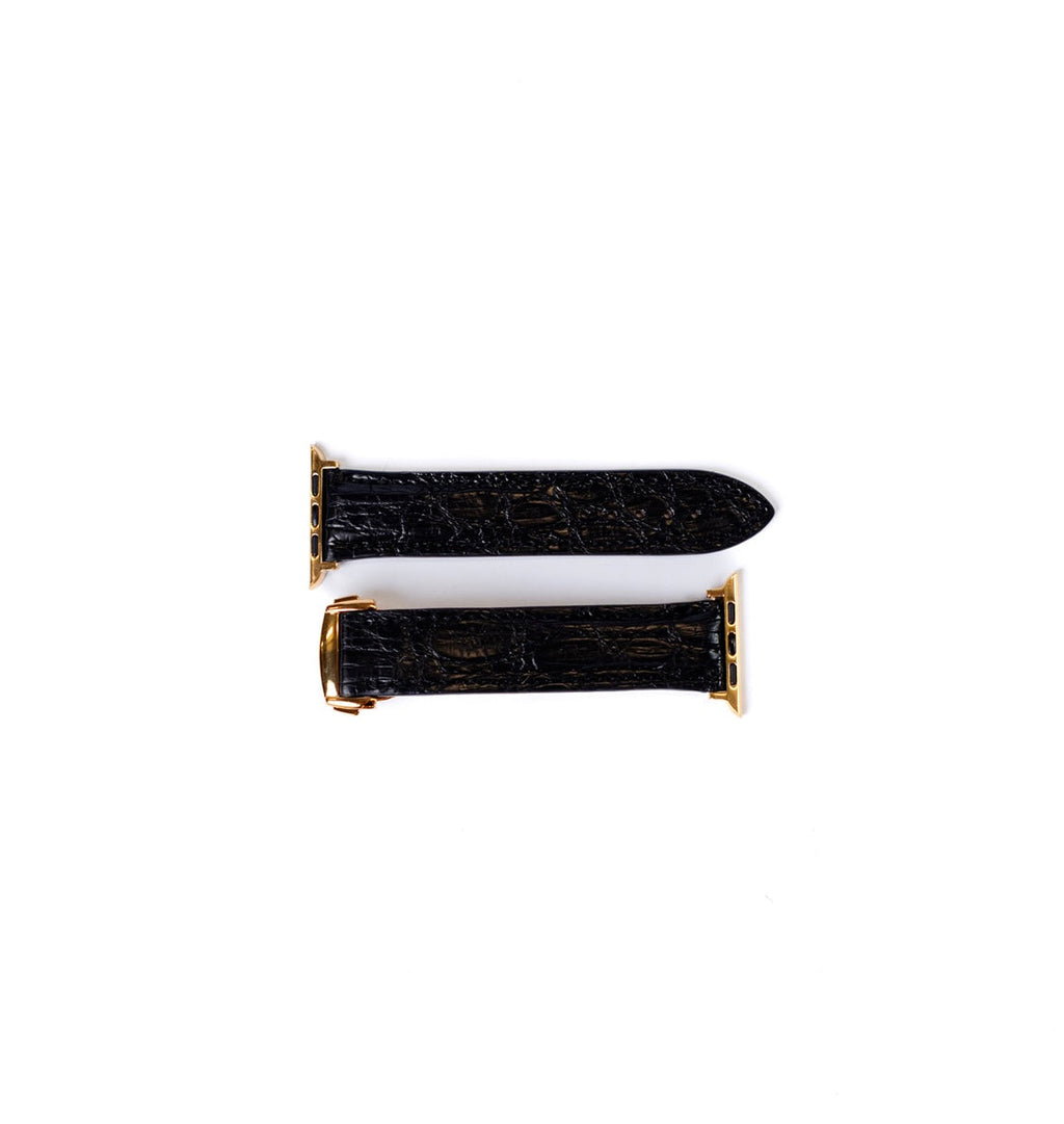Apple Watch Band, Black Glazed Alligator