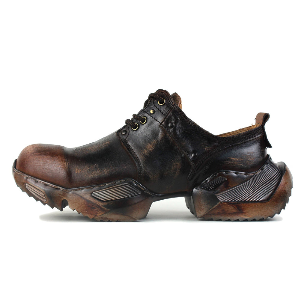 Men's Leather athletic walking Moto Boots OS-5008-S-2 Vintage Brown