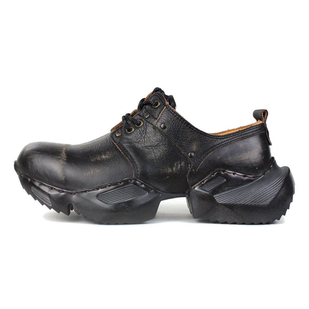 Men's Leather athletic walking Moto Boots OS-5008-S-2 Vintage Brown