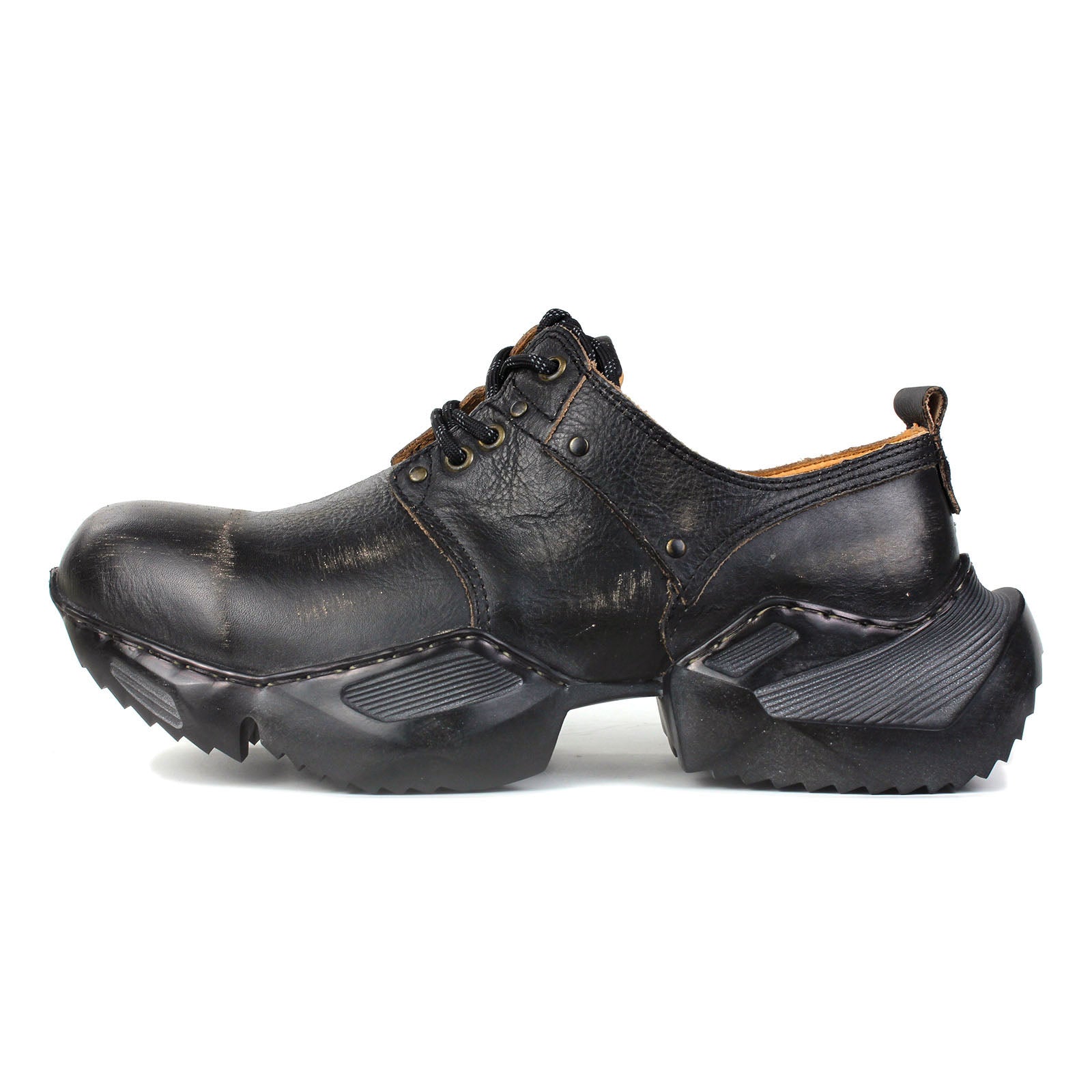 Men's Leather athletic walking Moto Boots OS-5008-S-2 Vintage Brown