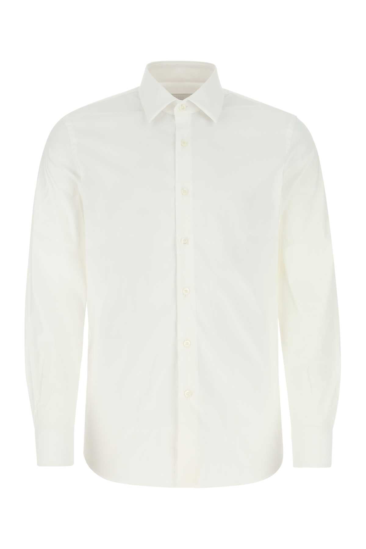 Prada Men White Poplin Shirt