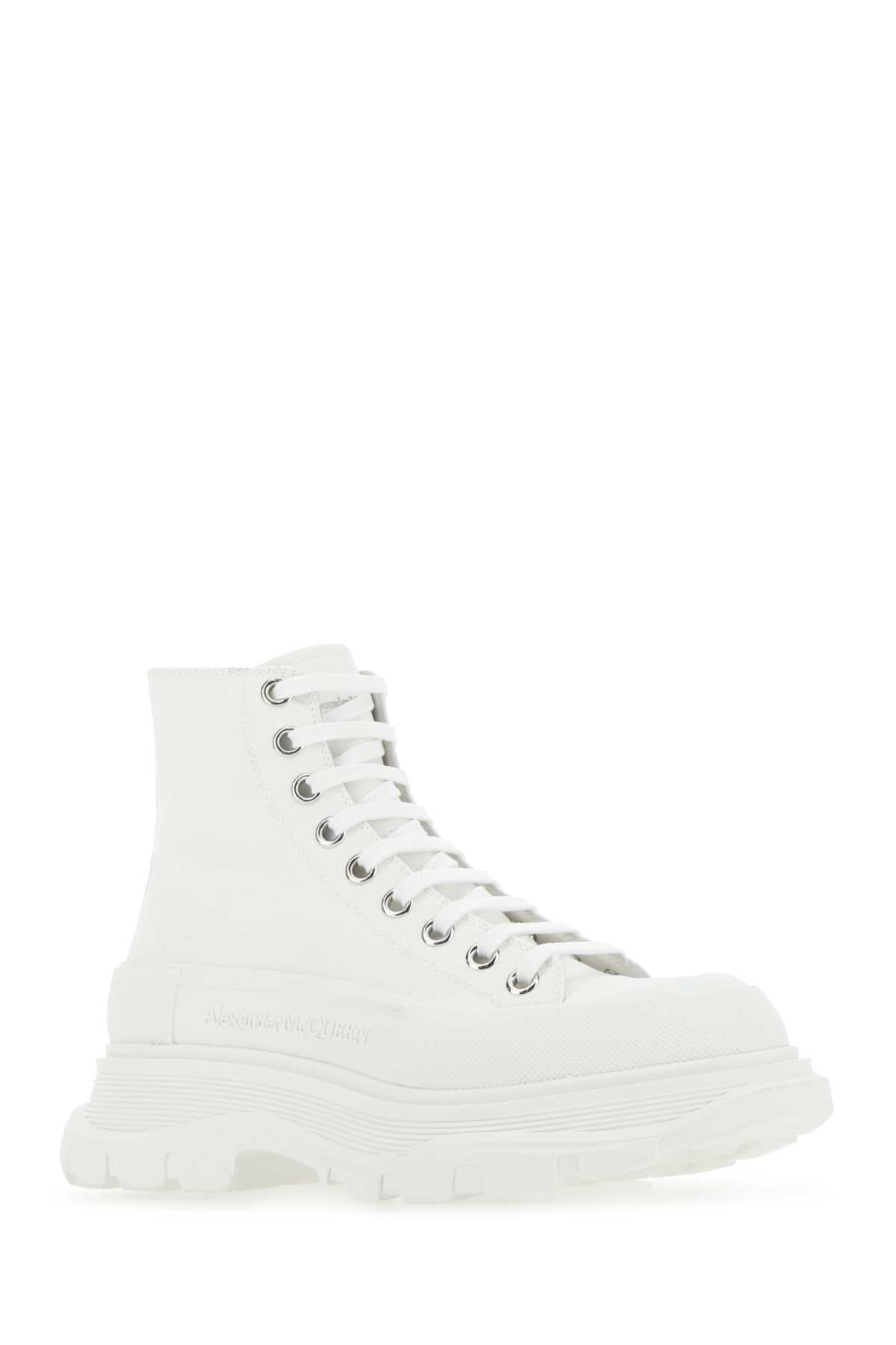 Alexander Mcqueen Women White Canvas Tread Slick Sneakers