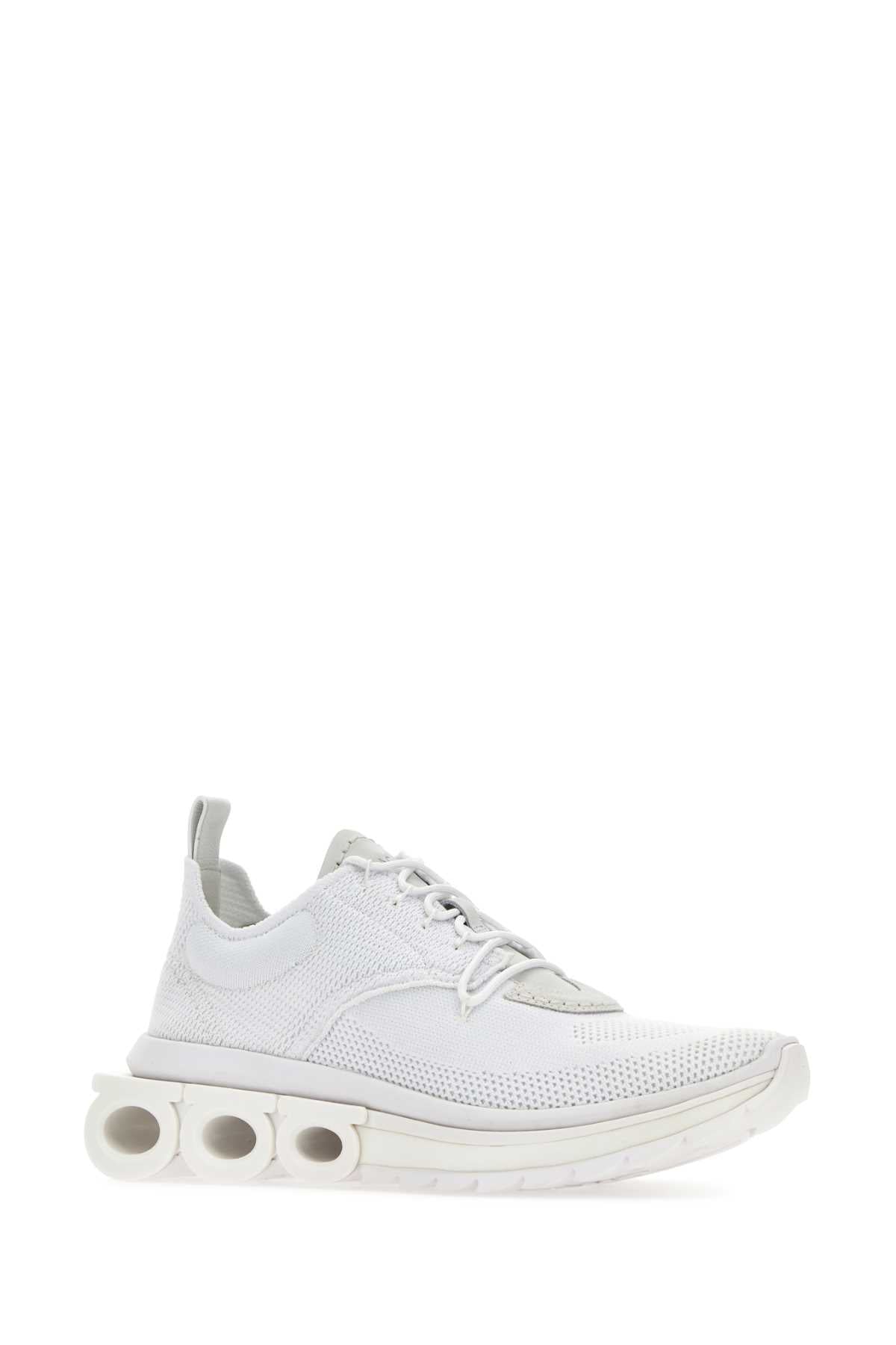 Salvatore Ferragamo Men White Tech Knit Nima Sneakers