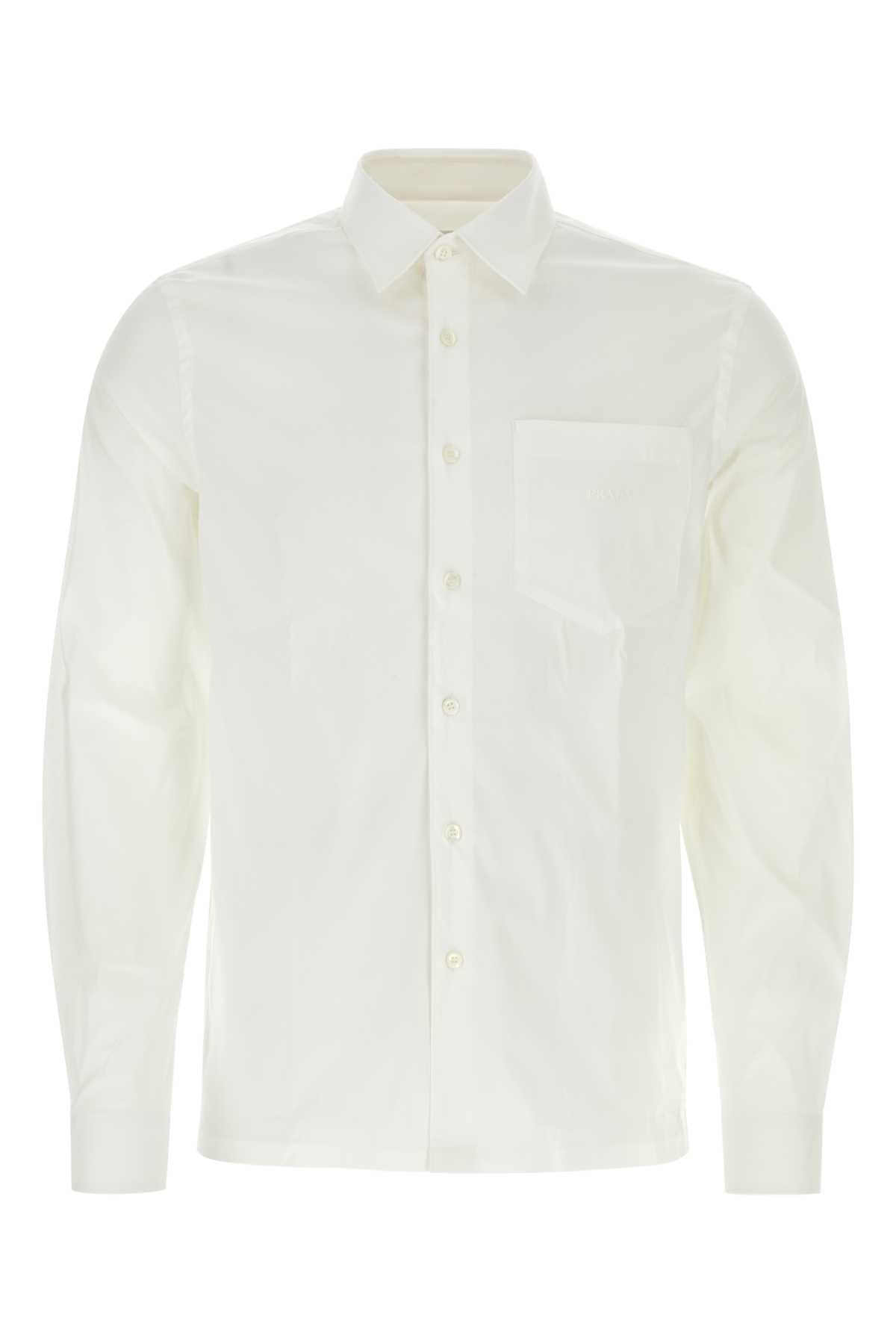 Prada Men White Poplin Shirt