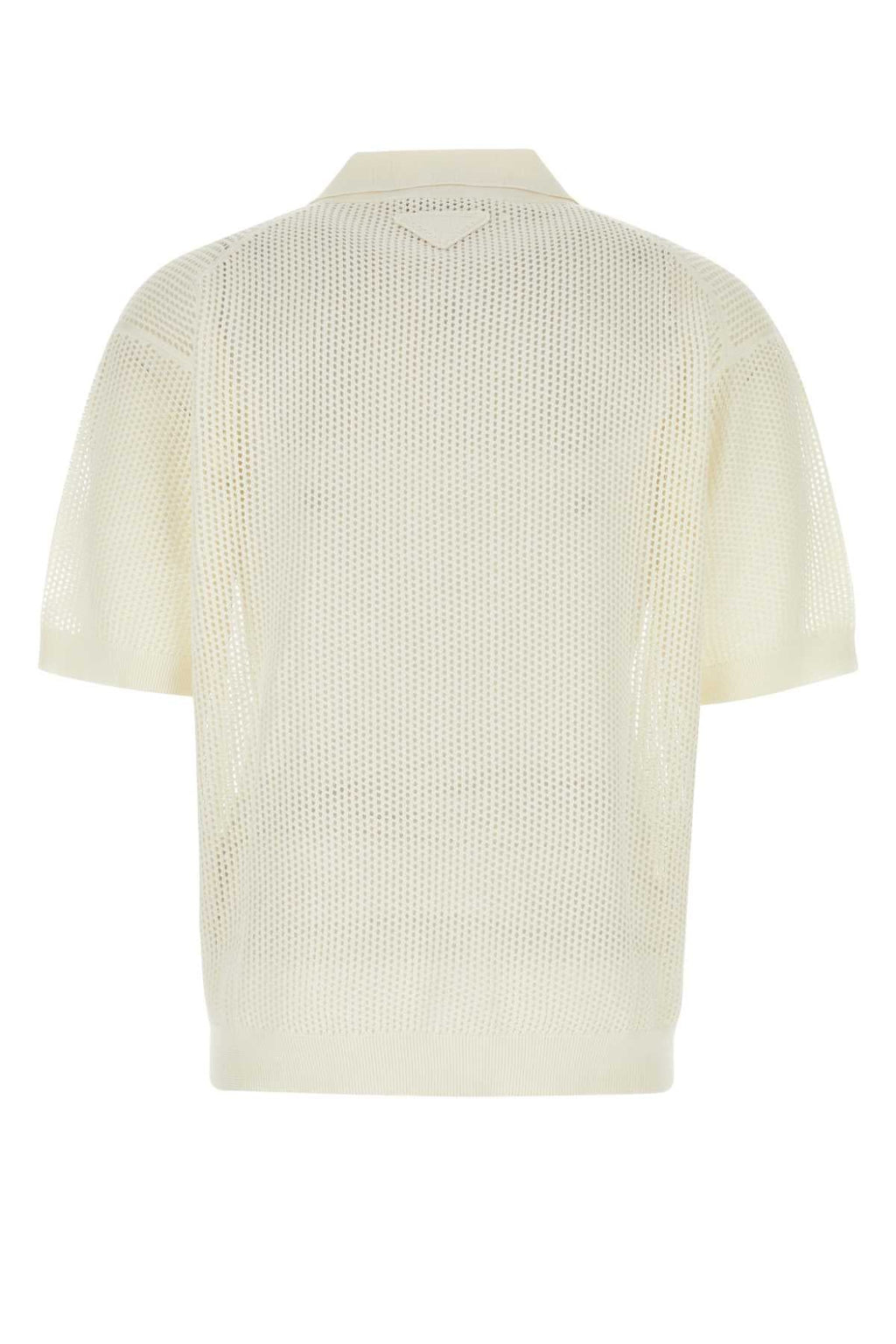 Prada Men Ivory Silk Blend Polo Shirt