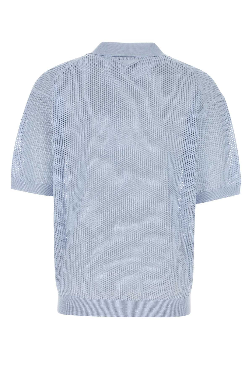 Prada Men Powder Blue Silk Blend Polo Shirt
