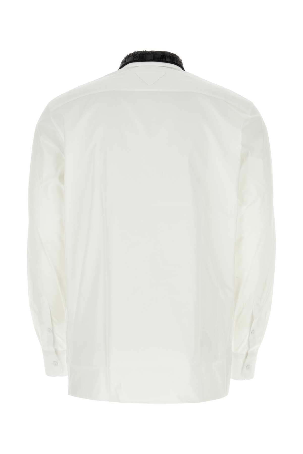 Prada Men White Poplin Shirt