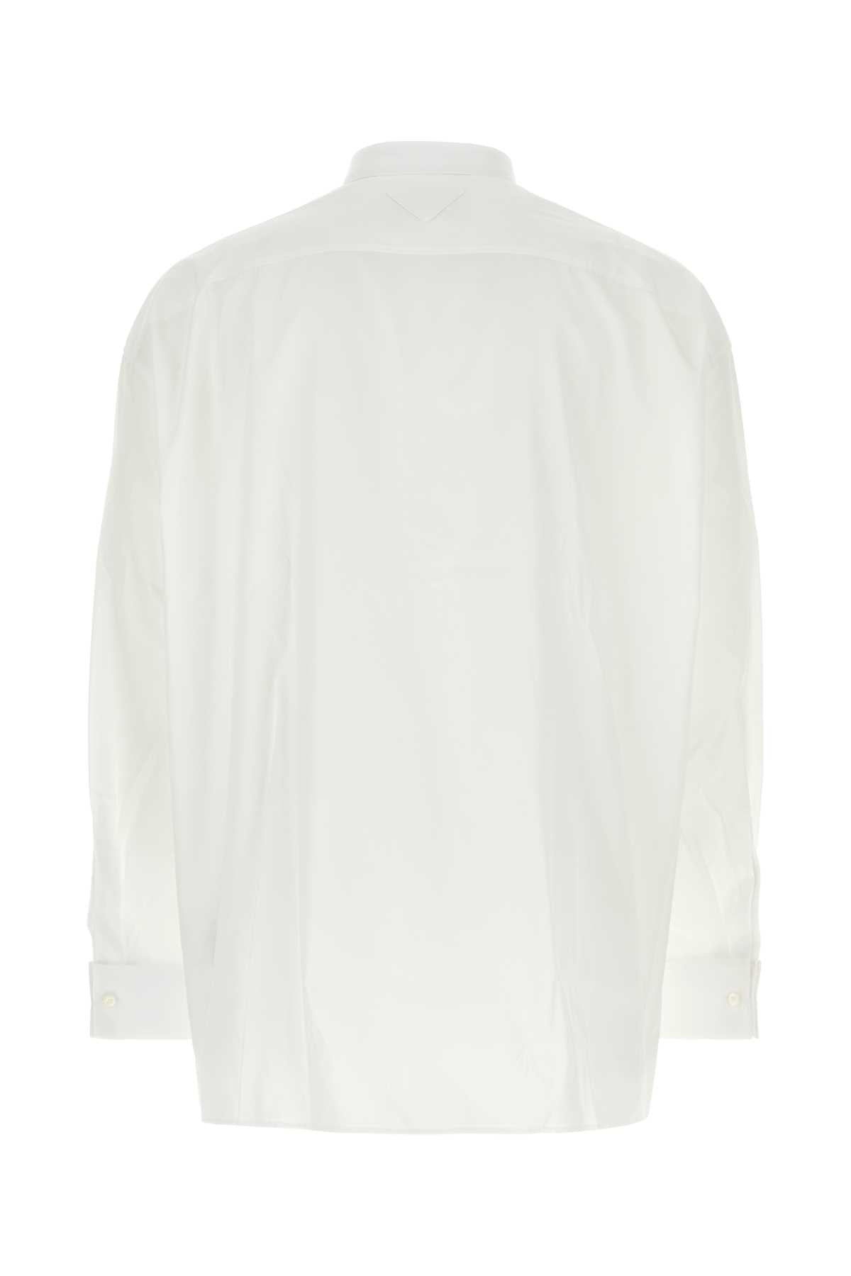 Prada Men White Poplin Shirt