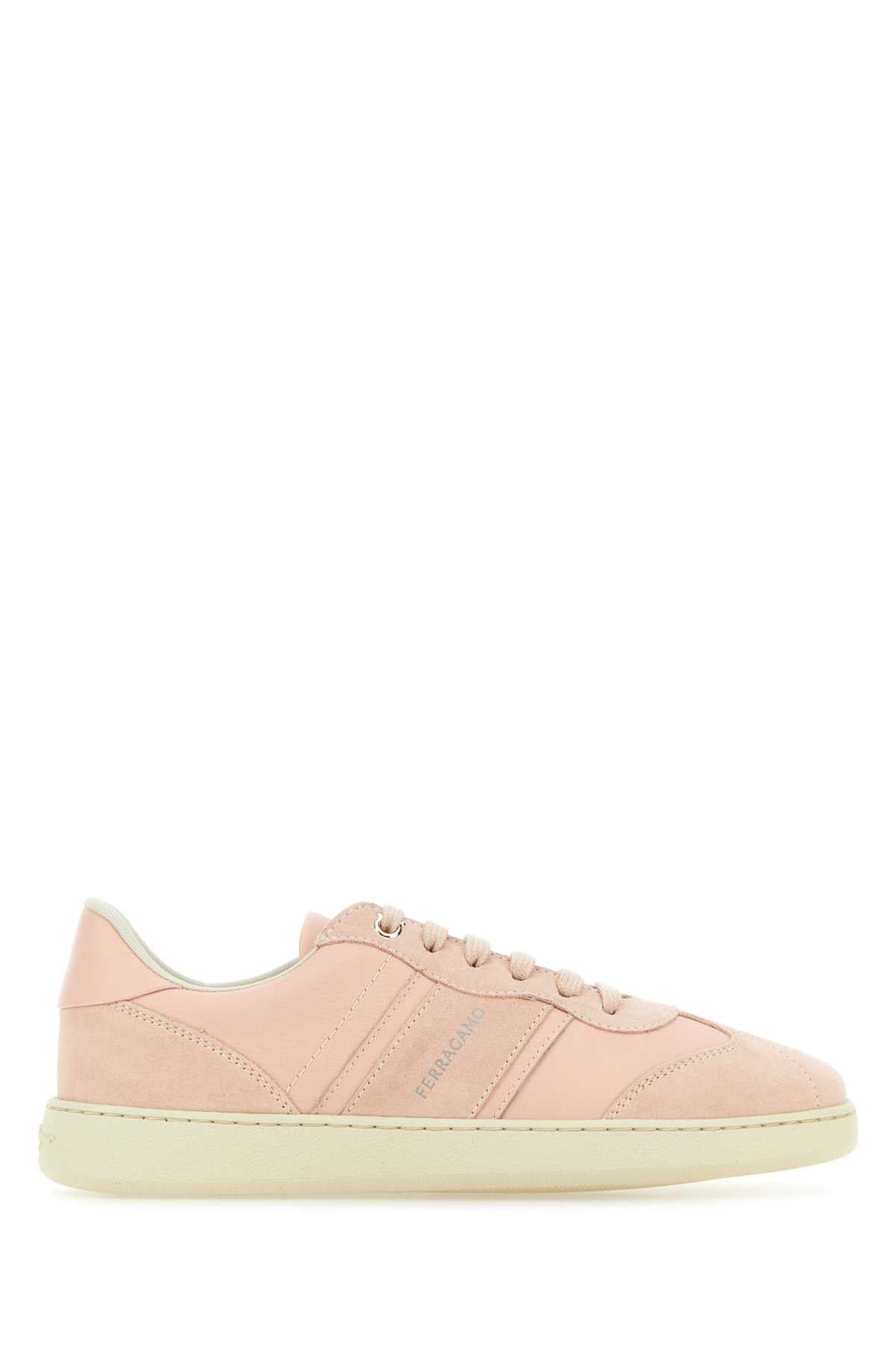 Salvatore Ferragamo Women Pastel Pink Leather And Suede Achille Sneakers