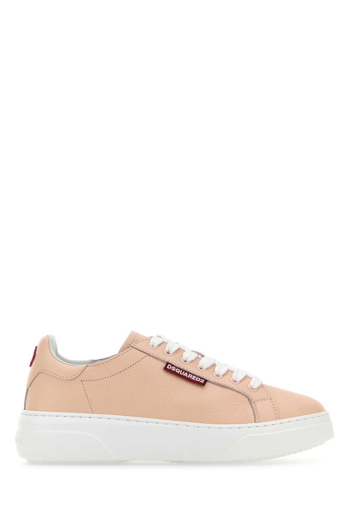Dsquared Women Light Pink Leather Bumper Sneakers