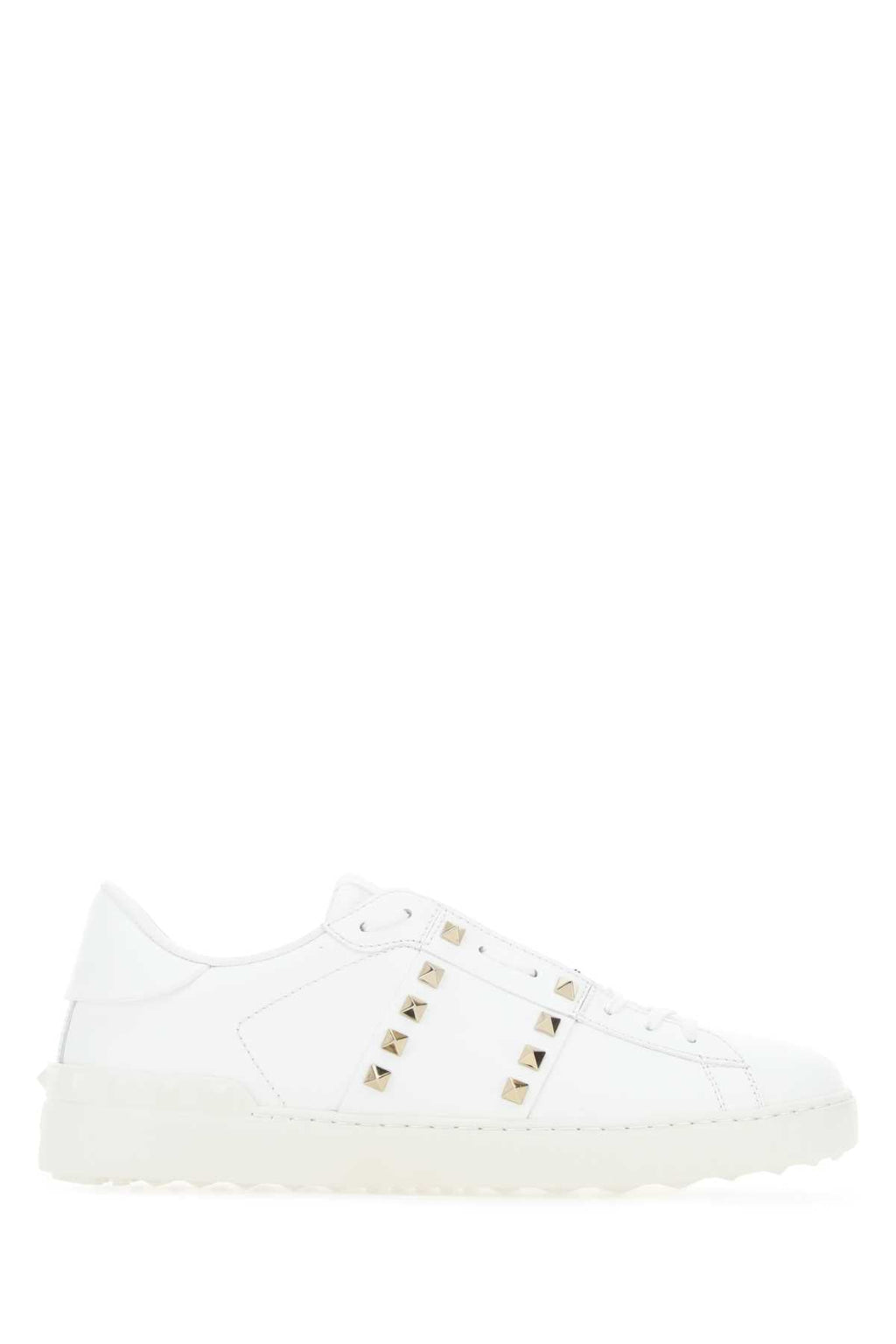 Valentino Garavani Men White Leather Rockstud Untitled Sneakers