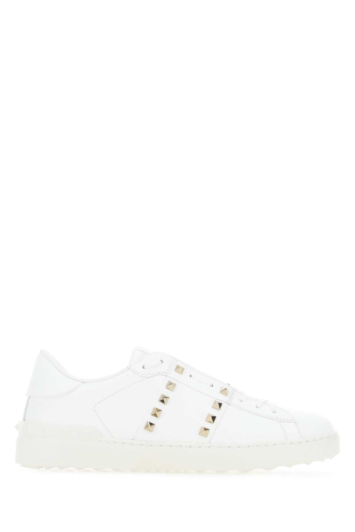 Valentino Garavani Men White Leather Rockstud Untitled Sneakers
