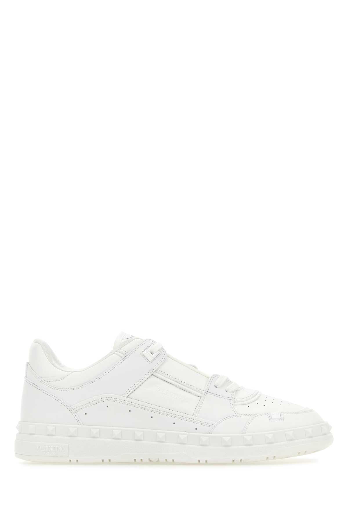 Valentino Garavani Men White Leather Freedots Sneakers