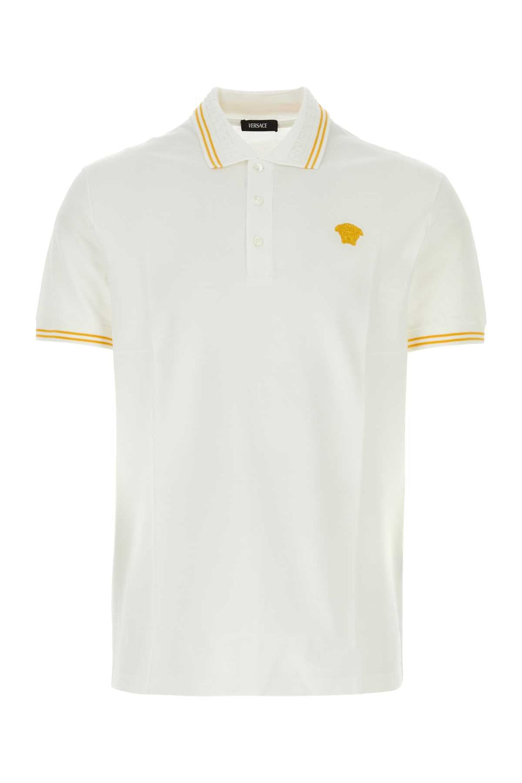 Versace Men White Piquet Polo Shirt