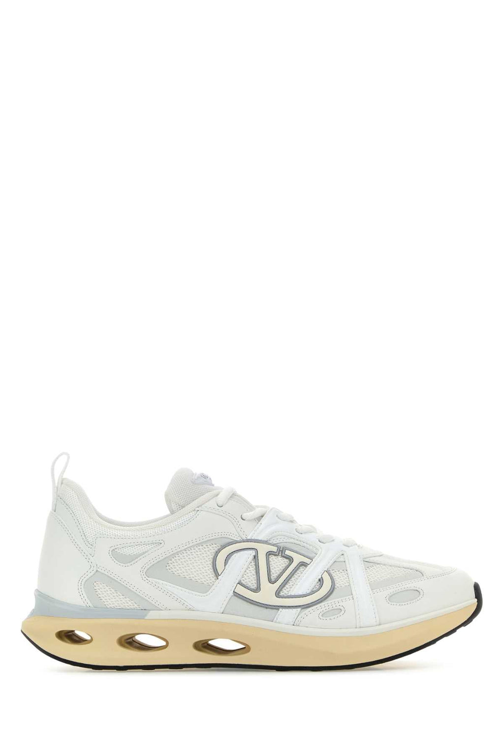 Valentino Garavani Men White Leather And Fabric Vlogo Easyjog Sneakers