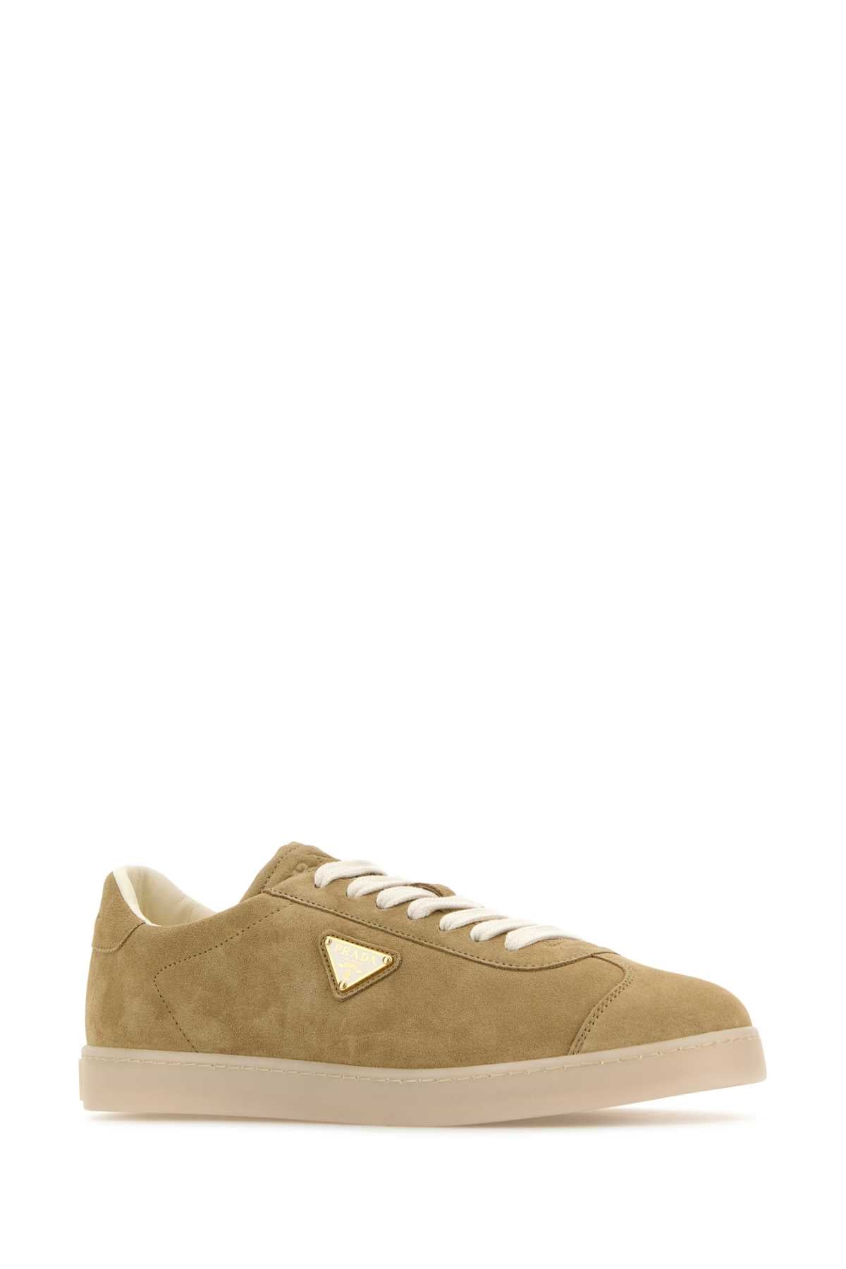 Prada Men Beige Suede Sneakers
