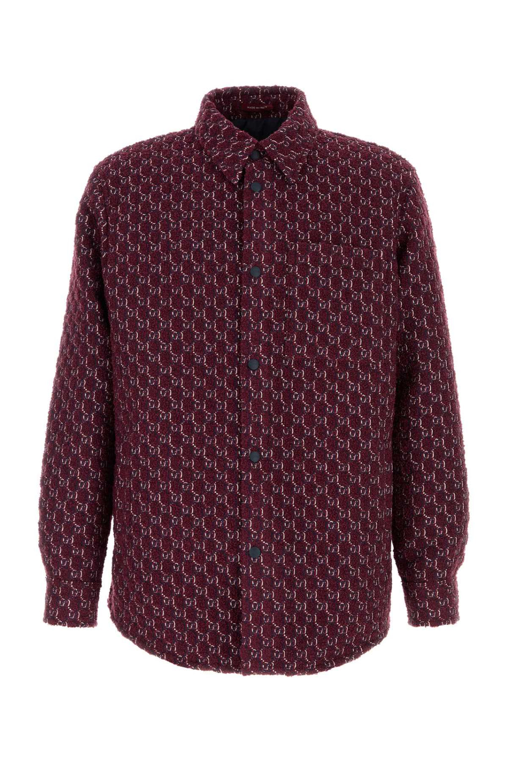 Gucci Men Burgundy Boucle Padded Shirt