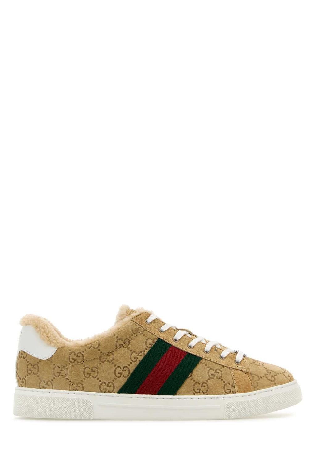 Gucci Men Camel Suede Ace Sneakers
