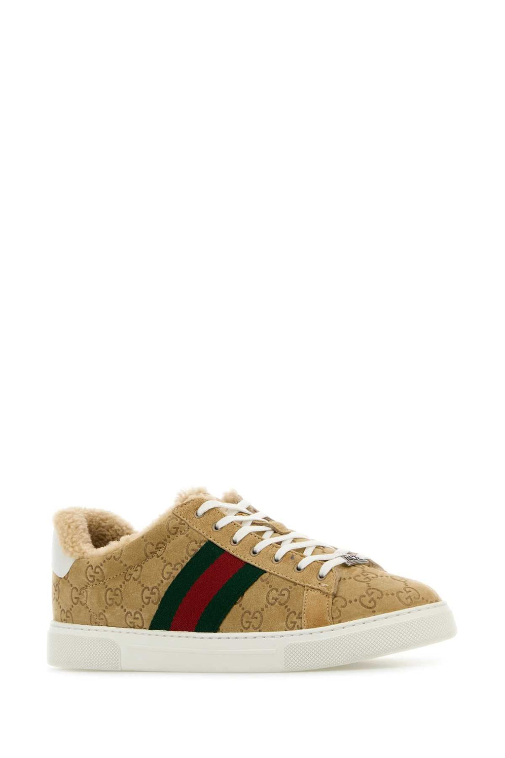 Gucci Men Camel Suede Ace Sneakers